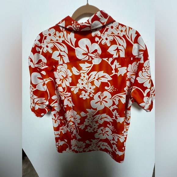 KENNINGTON LTD HAWAIIAN ORANGE AND WHITE PRINT SHIRT. SIZE L. - Picture 2 of 7